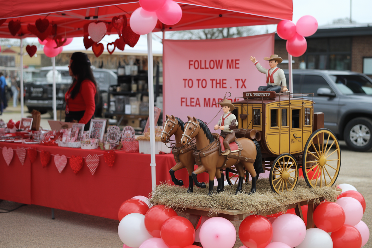 Red tablecloth Valentine's display
